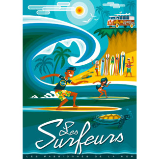 Affiche Les surfeurs Mateo Vullo