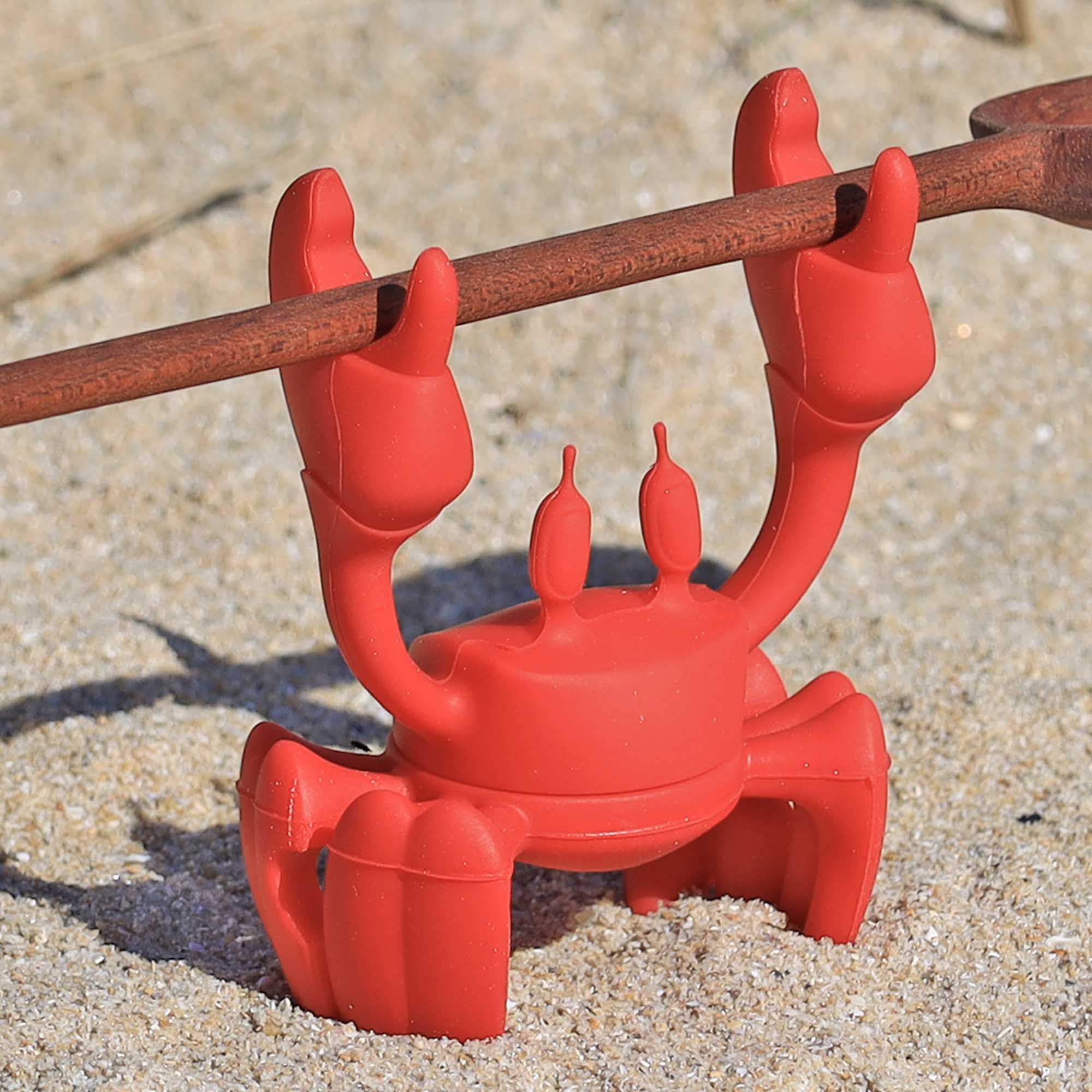 Porte-ustensiles en silicone rouge en forme de crabe, support de