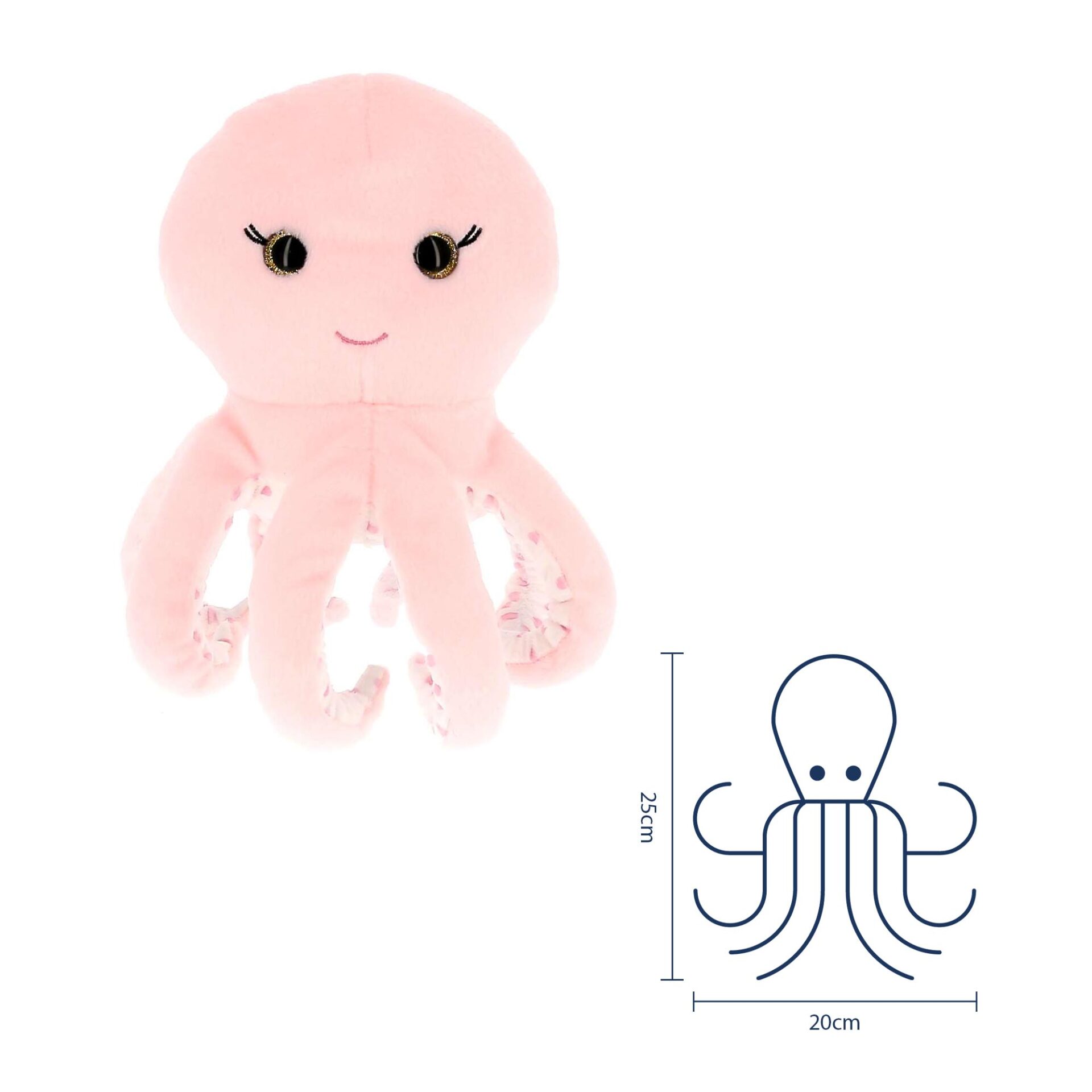 Peluche pieuvre rose coeur