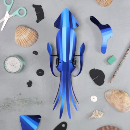 Maquette 3D Calamar bleu métallisé