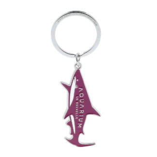 Porte-clés métal requin aquarium violet