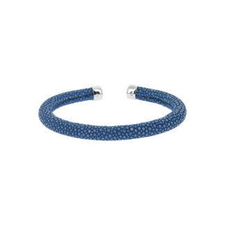 Bracelet jonc galuchat bleu saphir