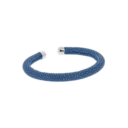 Bracelet jonc galuchat bleu saphir
