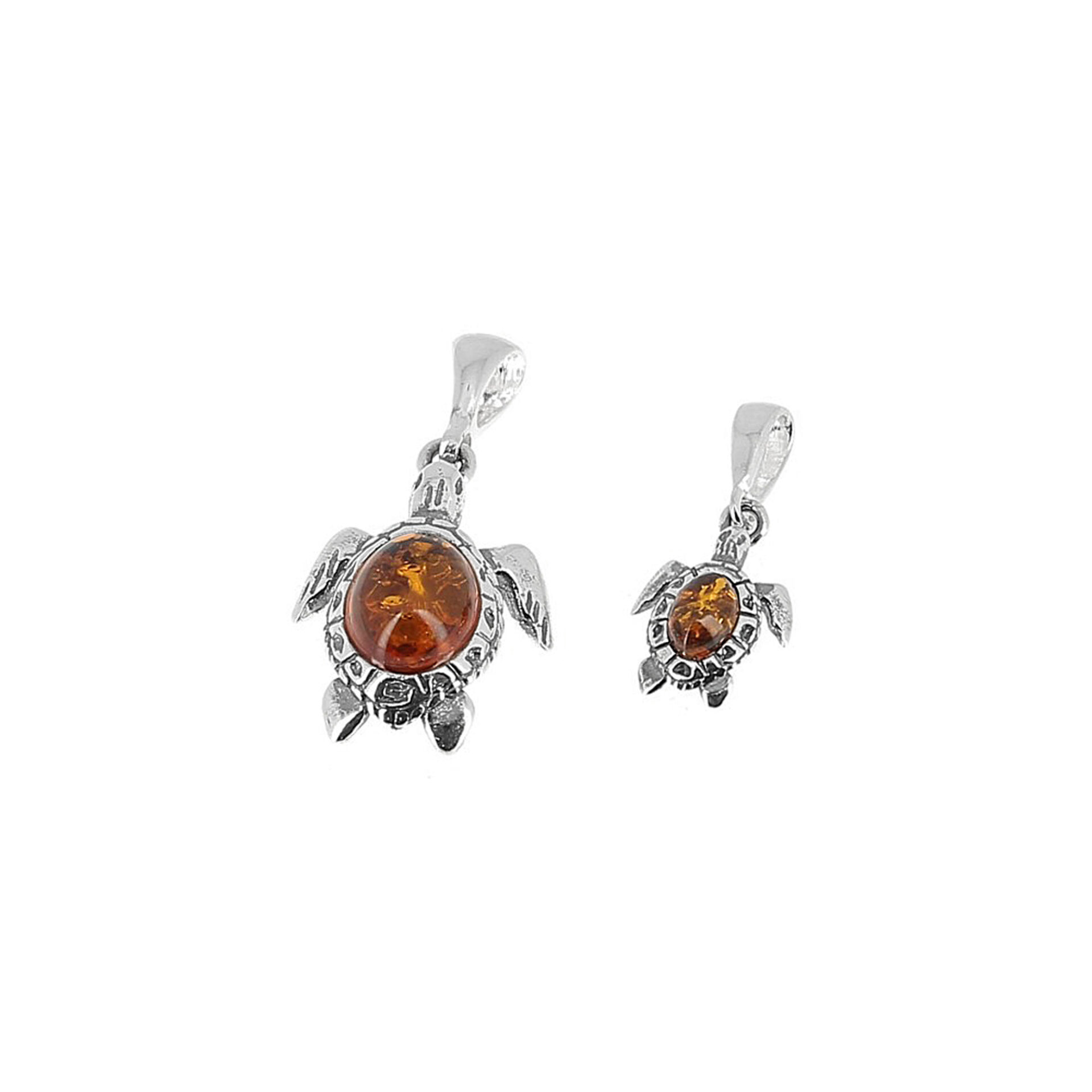 Pendentif tortue ambre et argent