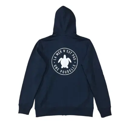Sweat à capuche zippé bleu marine uni à coupe droite avec écritures blanches KAPORAL - CCV Mode