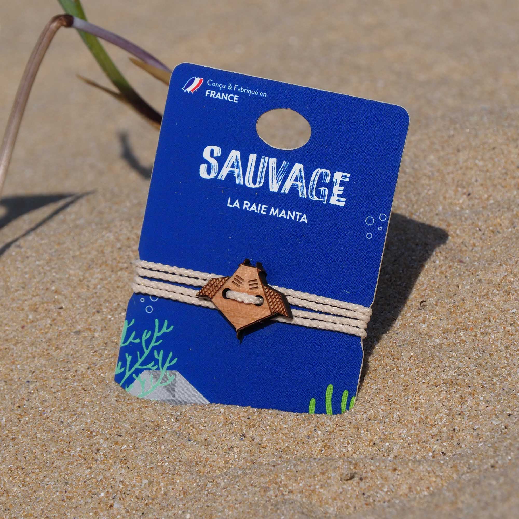 Bracelet bois raie manta collection Sauvage