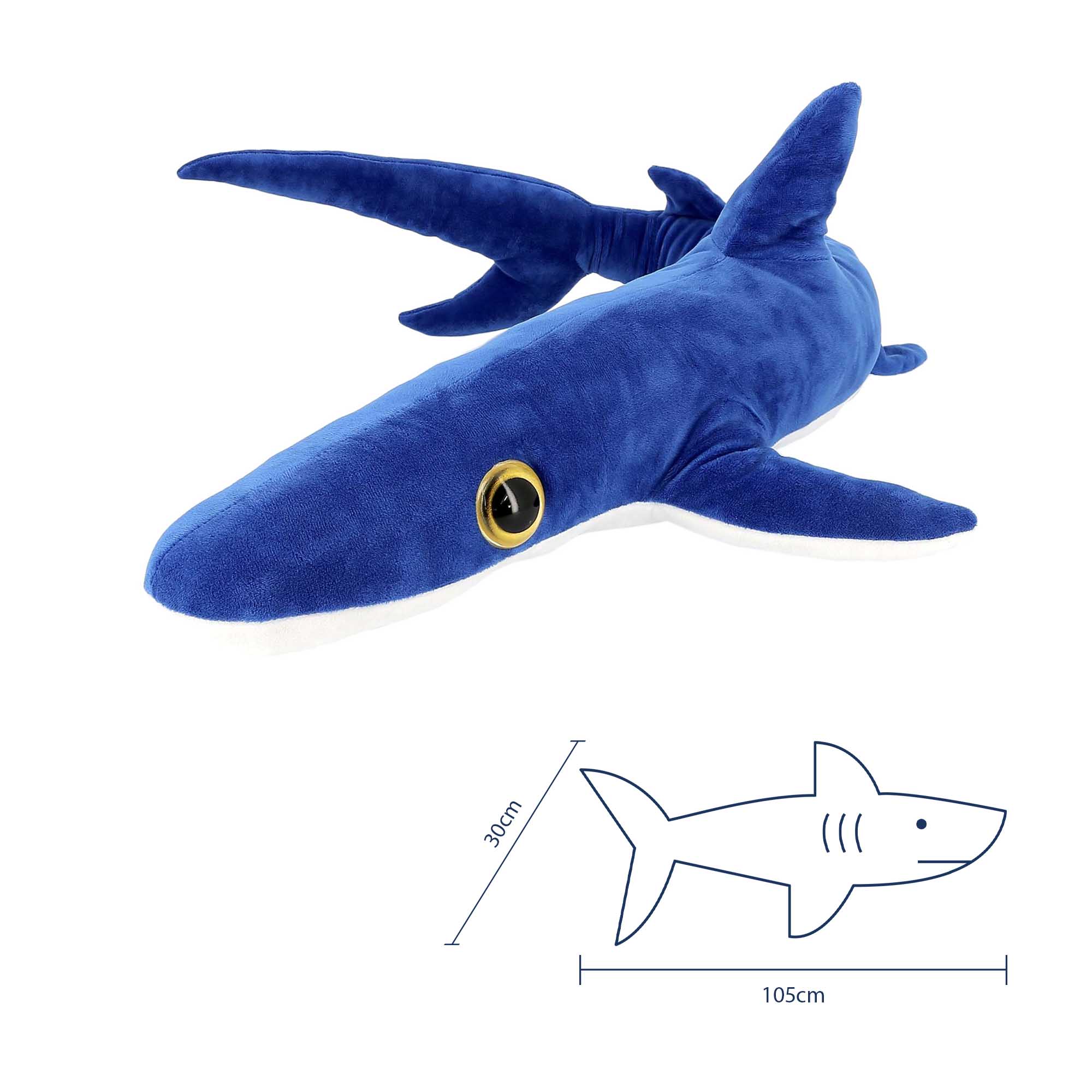 Peluche requin peau bleue gros yeux