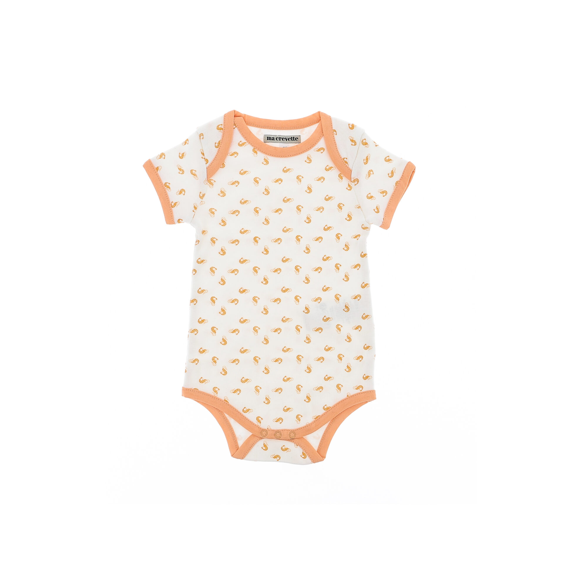 body naissance motif crevettes oranges