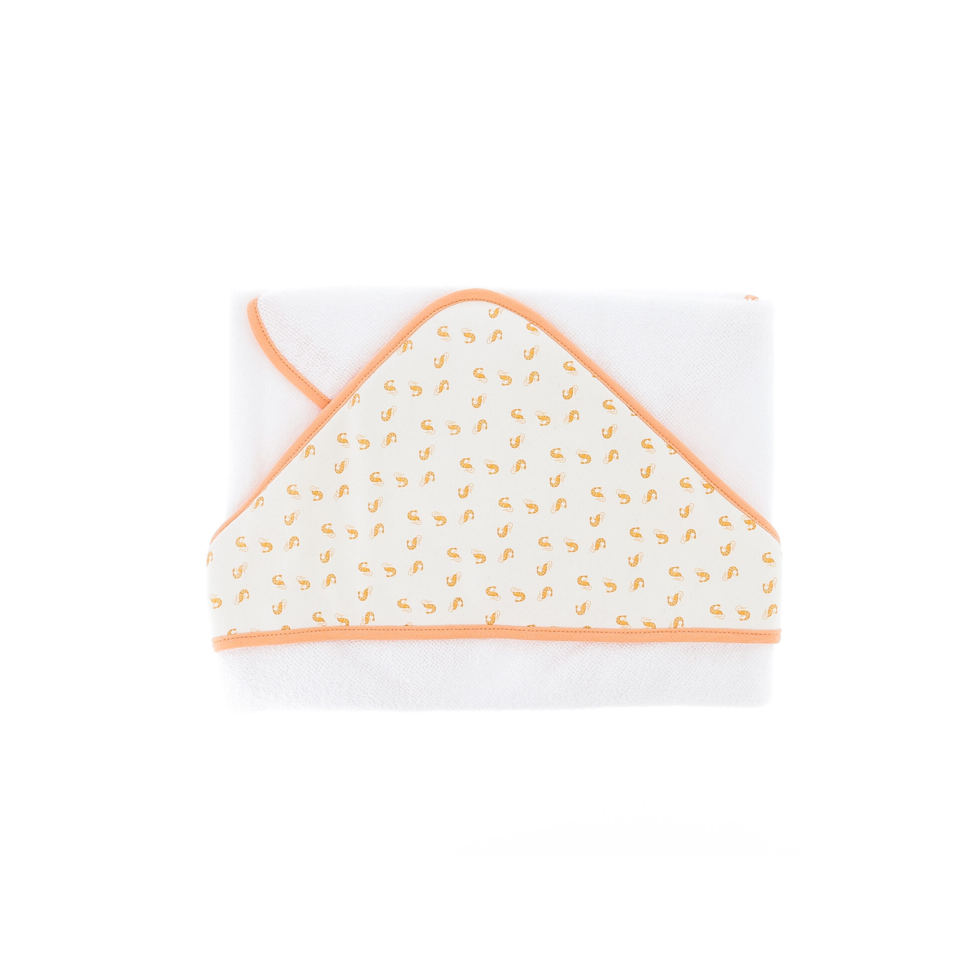 cape de bain enfant au motif crevettes oranges